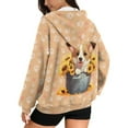 thumbnail image 2 of FOR U DESIGNS Sunflower Corgi Zip Up Hoodie Women Oversized Trendy Hoodies Size L Long Sleeve Sweatshirt Hooded Jackets for Women with Zipper Activewear with Drawstring, 2 of 7
