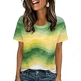 thumbnail image 2 of Taylonsss Women's Vintage Gradient Printed Round Neck Short Sleeve T-Shirt Casual Sports Top for Fitness and Daily Wear Comfortable Stretch Breathable Fabric for Spring Summer, 2 of 9