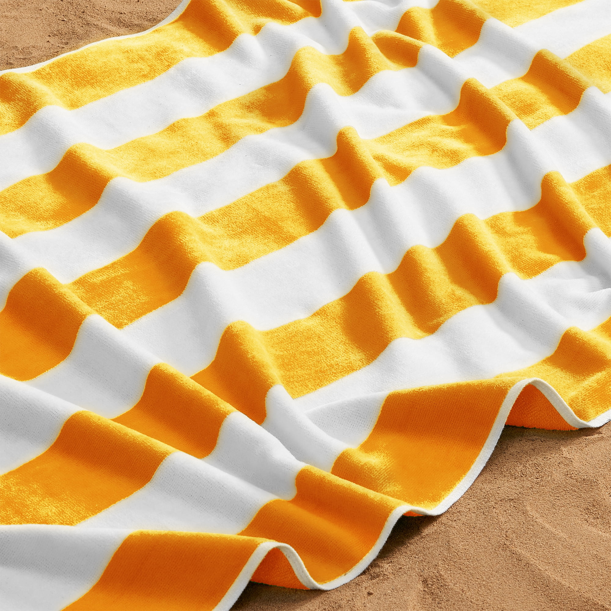 Oversized Cotton Cabana Pastel Stripe Beach Towel - Great Bay Home (40 x 70, Oatmeal)
