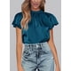 thumbnail image 3 of Blusa de Mujer PRETTYGARDEN Satín con Volantes y Manga Corta XXL, 3 of 6