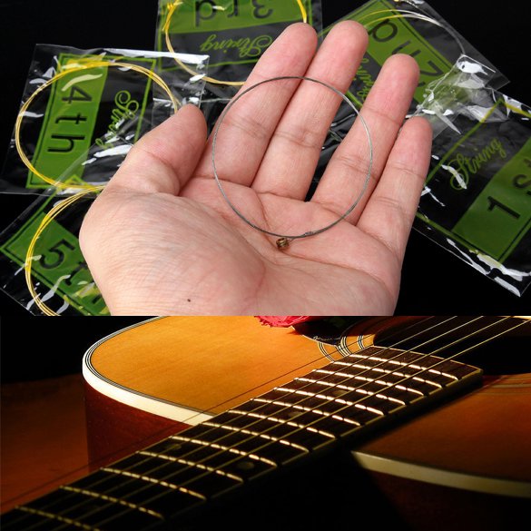 Nuevo juego de guitarra acústica de guitarra de madera 6 cuerdas de acero 150XL/.304mm/012in E