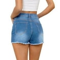 thumbnail image 4 of Women's Timeless High Waist Denim Shorts, Retro Washed Blue Casual Summer Jean Shorts with Stretch Fabric for All-Day Comfort,Light Blue L, 4 of 4