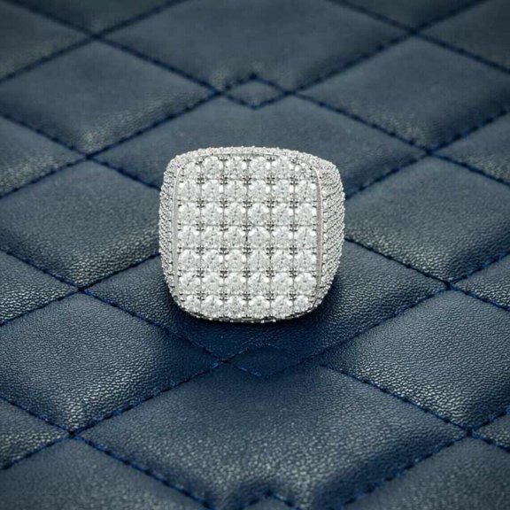 Forever Jewels 5Ct Round Good Cut Moissanite Men Cluster Engagement Ring 14K White Gold Plated