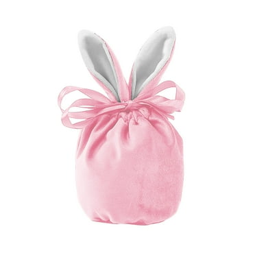 Deeceymbur Easter Bunny Candy Bag Velvet Drawstring Pouch for Easter Treats Gift Bag Party Favor Decorative Accessory