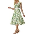 thumbnail image 4 of Juniors Summer Boho V Neck Lace Insert Waist Midi Floral Sundress, 4 of 5