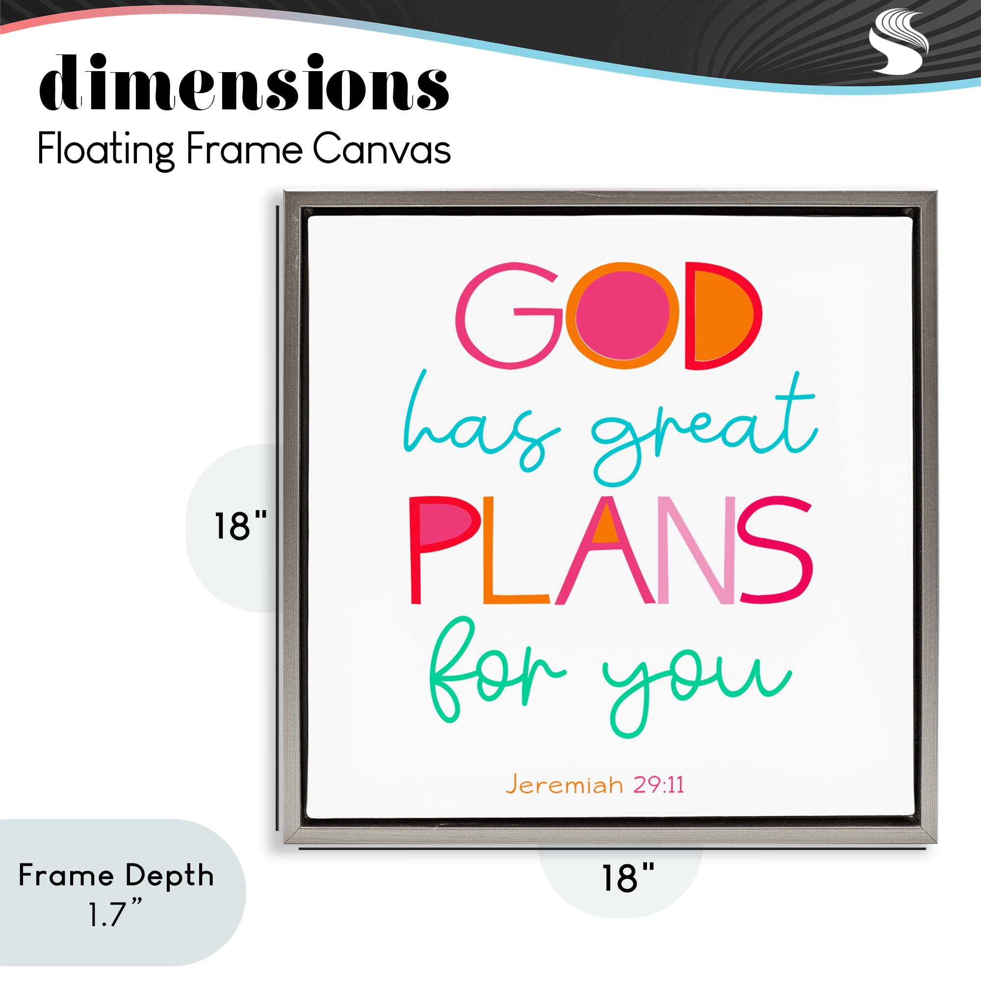 Stupell Industries Whimsical God's Plans For You Gray Framed Floater Canvas Wall Art, design by SD Graphics Studio