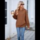 thumbnail image 4 of Sudadera con Capucha para Mujer, Informal, de Larga, con Cordón Ajustable, Estilo Waffle, Holgada, con Bolsillo. Marrón L, 4 of 10