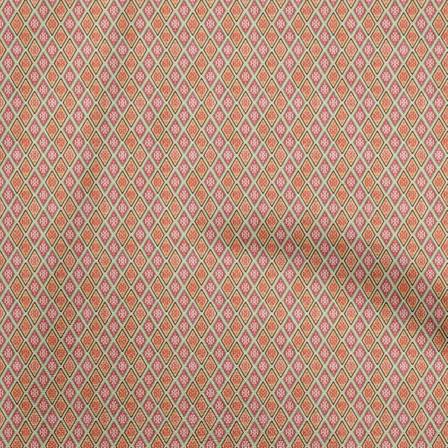 oneOone Polyester Spandex Orange Fabric Asian Kilim Fabric For Sewing Printed Craft Fabric By The Yard 56 Inch Wide