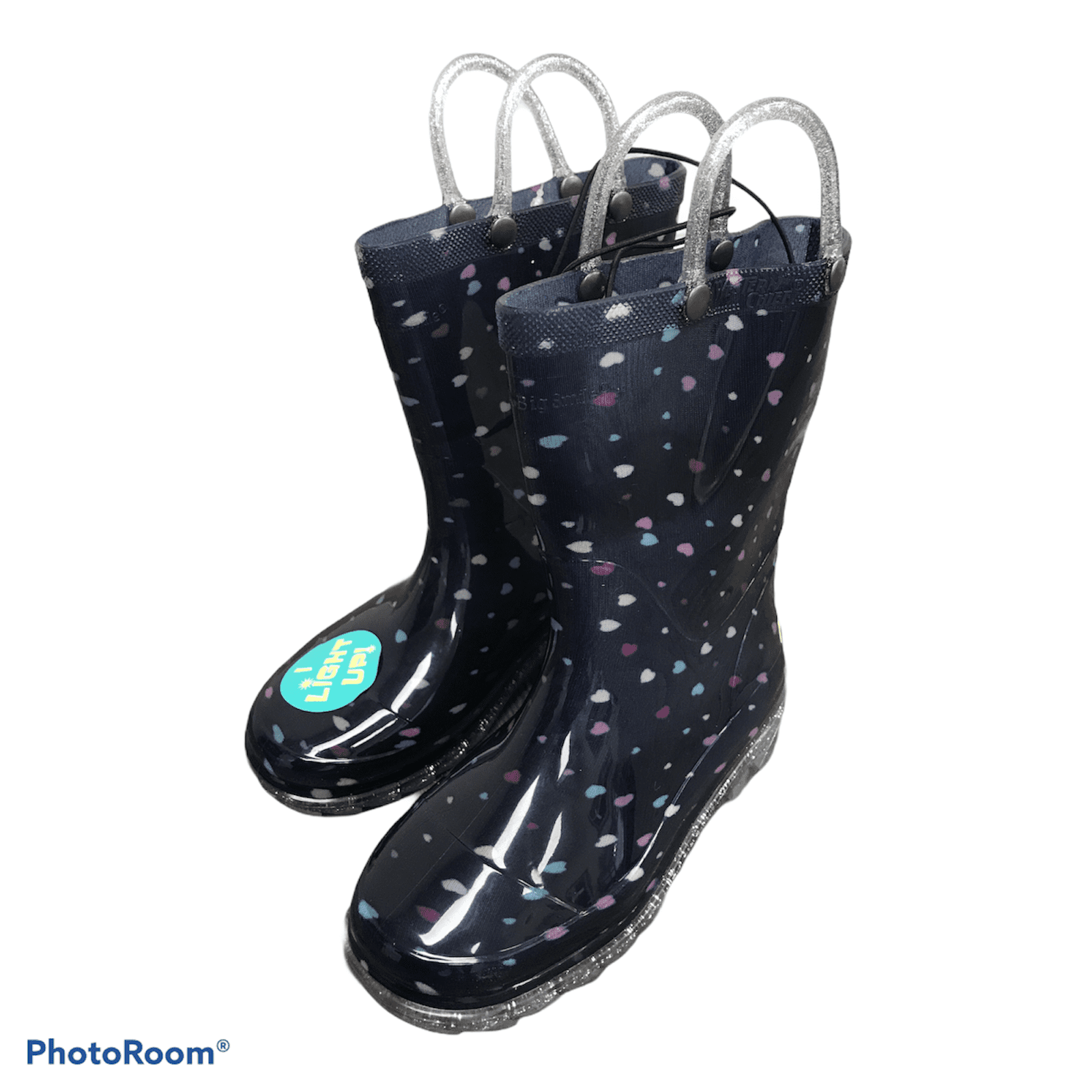 landchief Kids Rain Boots Boys & Girls Waterproof Rubber Rainboots with Easy-On Handles 