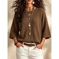 thumbnail image 4 of Casual Loose Round Neck 3/4 Sleeve Knit Basic Batwing Sleeve Design Women's Spring/Autumn Knit Top, 4 of 4