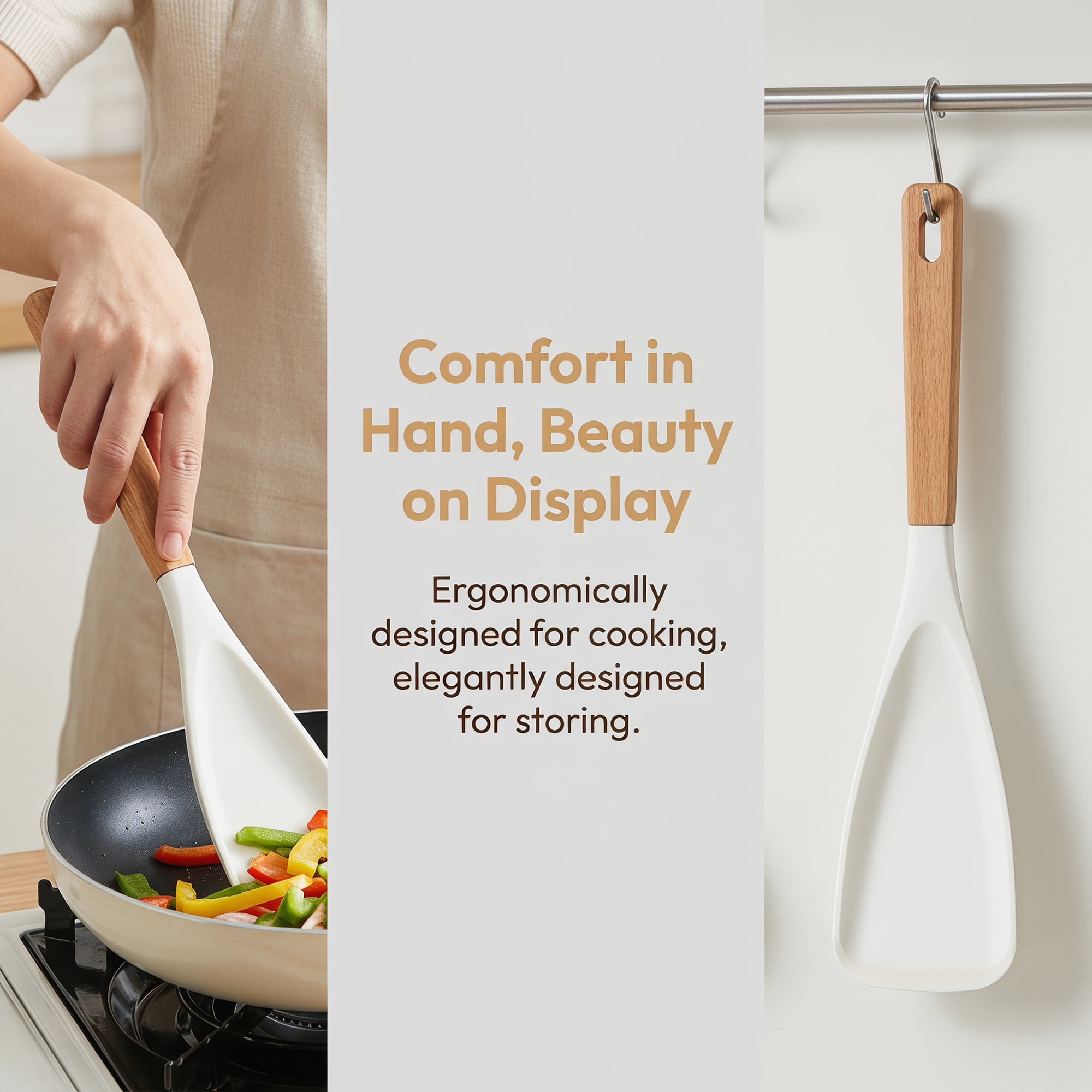 Unique Bargains Spatula Kitchen Heat-Resistant Cooking Utensil White 2Pcs