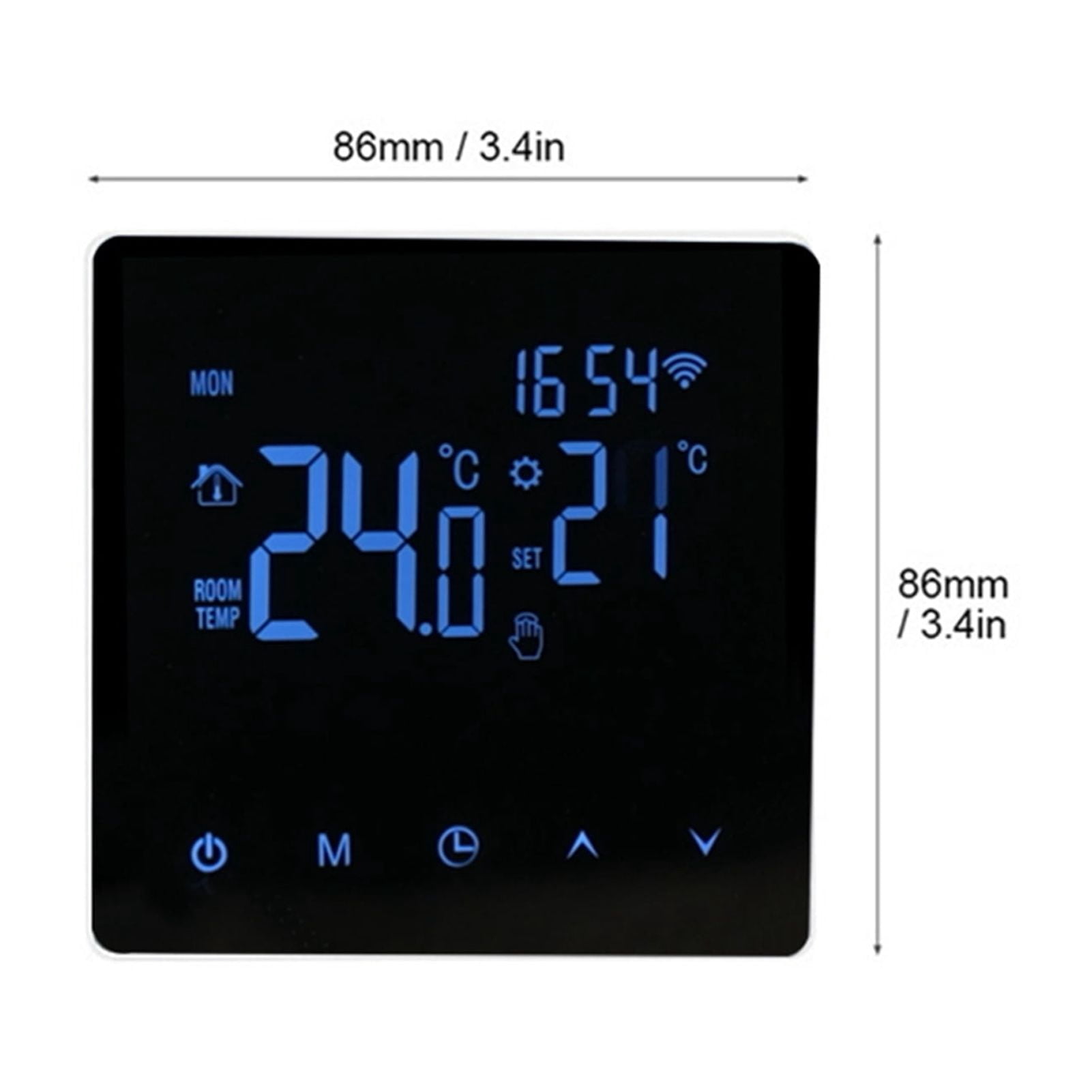 YAHHU White 16A Electric Heating Smart WiFi Thermostat with LCD Backlight Touch Screen 4.3 x 3.9 inches / 11 x 10 cm Tuya App Voice Control Programmable Underfloor Heating