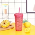 thumbnail image 4 of (4 pack) Your Zone 16-Ounce Capacity Acrylic Iridescent Textured Tumbler with Straw, Pink, 4 of 7