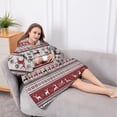 thumbnail image 5 of Oversized Wearable Blanket Hoodie,Red Christmas Deer and Snowflake Pattern Sherpa Blanket Hoodie with Super Pockets,Super Warm Fuzzy Pullover for Women & Men, 5 of 6