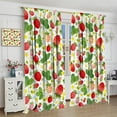 thumbnail image 5 of Red Strawberry Curtains, Watercolor Cute Strawberries Green Leaves Daisy Flowers Summer Fruit Blackout Window Treatments for Kitchen Cafe Bedroom Livingroom, 84" W X 84" L, 5 of 6