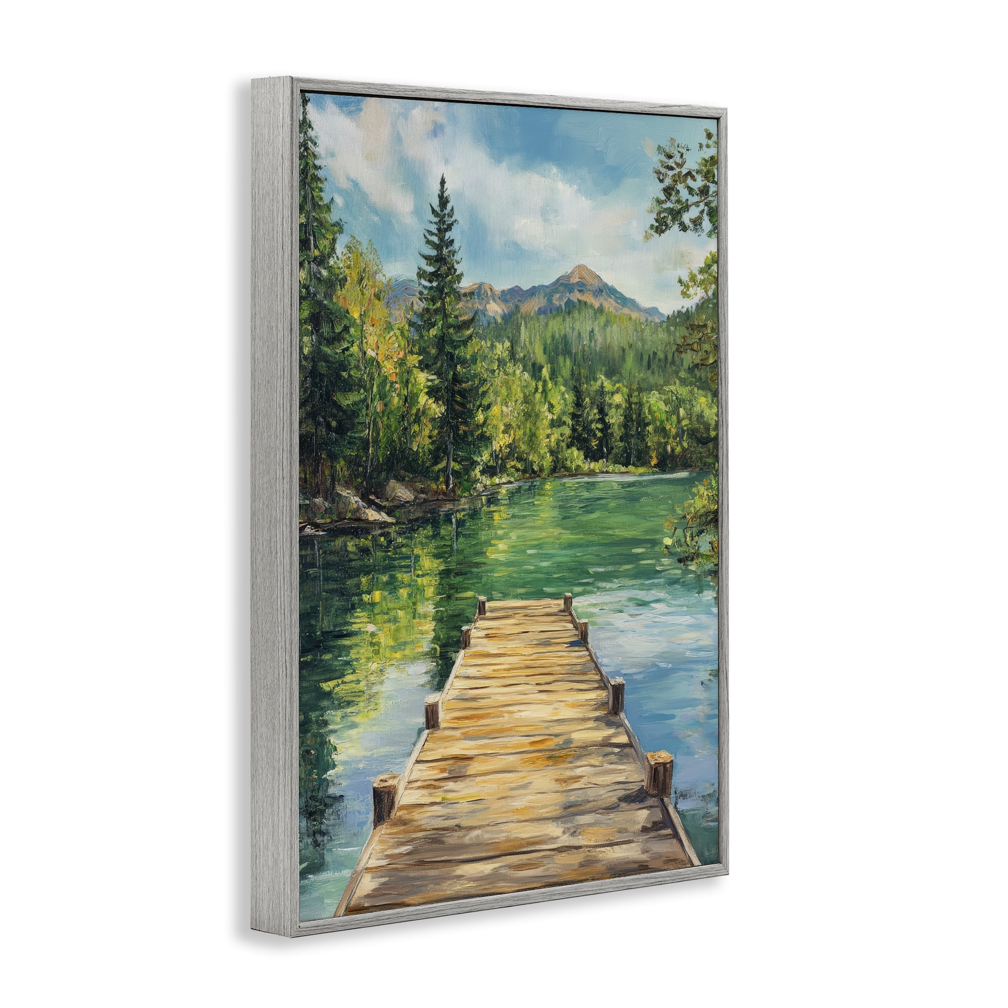 Stupell Industries Sunlit River Dock Gray Framed Giclee Art, design by Petal Prints Design