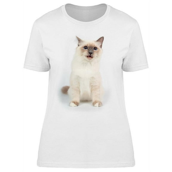 Beautiful Meowing Birman Kitty T-Shirt Women -Image by Shutterstock, Female Large