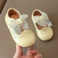 thumbnail image 6 of Viluyesy Girls Dress Shoes Closed Toe Bow Hook Loop Soft Sole Princess Party Shoes for Kids Yellow Size 5.5 Toddler, 6 of 8