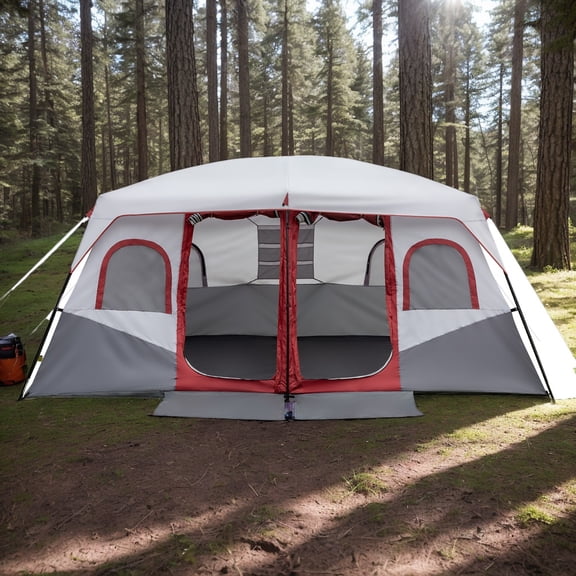 10 Person Family Cabin Tent, 2 Room Huge Tent with Storage Pockets for Camping Accessories