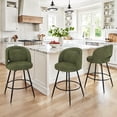 thumbnail image 3 of Carolayne 26" Swivel Bar Stools Set of 3, Modern Kitchen Counter Height Barstools with Back, Green, 3 of 10