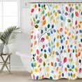 thumbnail image 2 of 72x78 Inch Shower Curtain Colorful Leaves Bathroom Decor Waterproof Fabric Bathtub Bath Curtains Decorative Modern Boho Painting Plant Branch Extra Long Shower Curtain Set with Hooks, 2 of 6