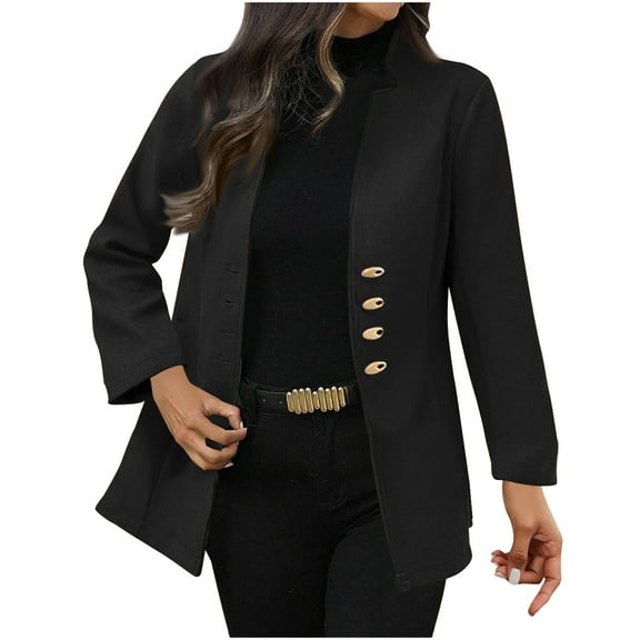 Ultrave Women's Trench Coats Casual Lapel Button Down Solid Fashion Jacket with Pocket