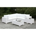 thumbnail image 4 of Furniture of America Arthur Rattan and Glass Top Outdoor Coffee Table in White, 4 of 5