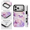 thumbnail image 5 of Wallet Case For Apple iPhone Air / 17 Pro / 17 Pro Max Series with Card Holder, PU Leather Kickstand Card Slots Screen Protector Included For iPhone 17 Series, Butterfly Lavender, 5 of 8