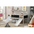 thumbnail image 4 of Kidkapers White Twin Size Loft Bed with Slide and 3 Double-Sided Chalkboard, Wood Bed with Two Storage Boxes, Climbing Frame, Slide, Kids Loft Bed Frame, 4 of 5