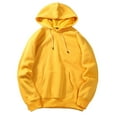 thumbnail image 2 of PMVFHDE Men's Casual Solid Color Heavyweight Warm Long Sleeve Hooded Sweatshirt with Pocket and Drawstring for Everyday Comfort Yellow,S, 2 of 3