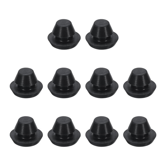 10 piezas de tapones para agujeros de 1/4 de pulgada (7mm) que se ajustan a agujeros de 5mm, tapón de tubo de bloqueo a presión de gel, negro