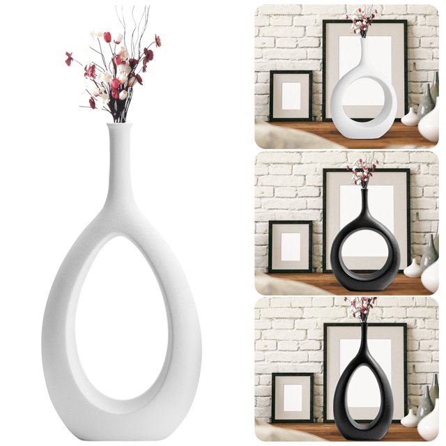 Jarrón De Cerámica Nórdica Para Donas, Florero Circular De Cerámica Con Diseño Hueco, Maceta De Flores Secas Hecha A Mano Muyoka Hogar