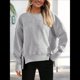 thumbnail image 4 of Sudadera Informal de Cuello Redondo para Mujer, -Otoño 2025, Larga, Abertura Lateral, Sudadera para Hacer Ejercicio. Gris L, 4 of 9