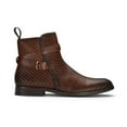 thumbnail image 2 of Polar Fox Derrick MPX806077 Classic Chelsea Boots with Strap and Buckle, in Woven Brown, Men's Size 8.5, 2 of 8