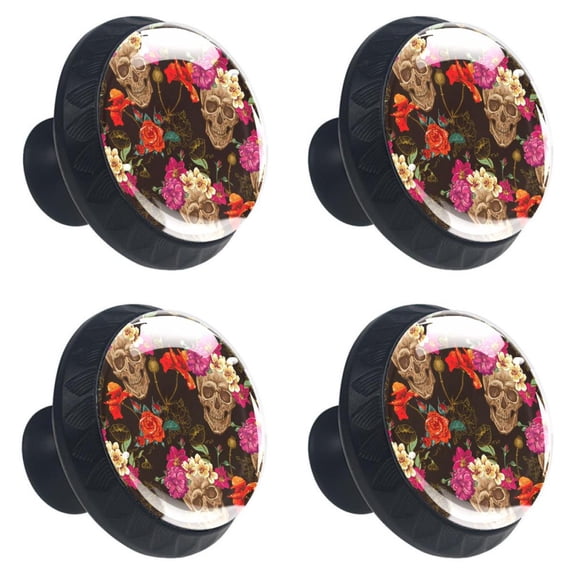 4 Pcs Skull Knobs for Kitchen Cabinet Cupboard Dresser Bookcase Drawer Pulls Handles Round Home Decor
