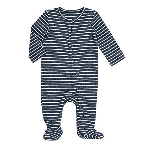 aden anais Snuggle Knit Baby Boy Long Sleeve Zipper One Piece Footed Sleeper Navy Stripe 0 3M Walmart
