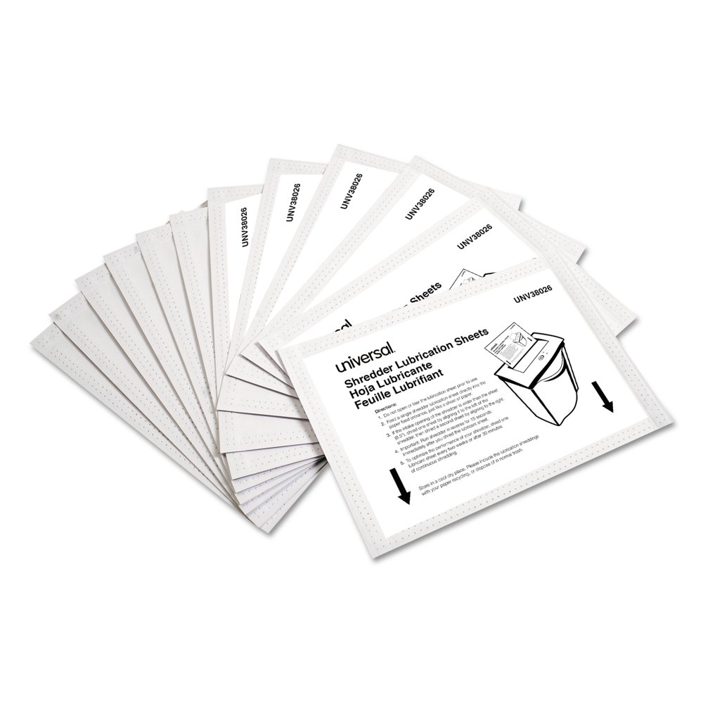 Universal Shredder Lubricant Sheets 5 5 X 2 8 24 Pack UNV38026