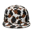 thumbnail image 2 of Black and White Cow Print Flat Brim Snapback Hat - Adjustable Farmhouse Vintage Baseball Cap for Men & Women - Country Style Animal Design Urban Streetwear, 2 of 6