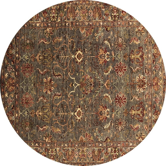 Ahgly Company Indoor Round Oriental Brown Traditional Area Rugs, 3' Round