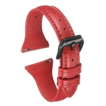 Uxcell Genuine Leather Watch Band 22mm Quick Release Elegant Slim Thin Replacement Strap Red/Black