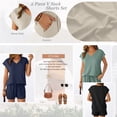 thumbnail image 3 of SUNBS 2 Piece Outfit for Women Lounge Sets V Neck Cap Sleeve Shirt and Shorts Sweatsuit Womens Matching Sets, 3 of 8