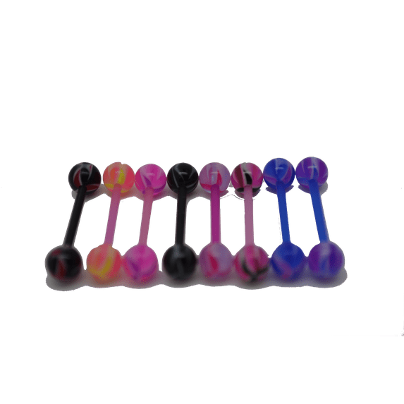 Pin Wheel Bi-Flex Tongue Ring/Snake Eyes/Nipple UV 14G (1.6mm) Acrylic (Purple Blue) (B/4/5)