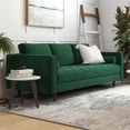 thumbnail image 3 of Jax 87" Mid Century Velvet Sofa Couch, Modern 3 Seater Sofa with 2 Bolster Pillows, Tufted Sofa Pillow Back for Living Room Bedroom Apartment Dorm Office, in Green, 3 of 6