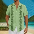 thumbnail image 2 of SGFCWSX Mens Short Sleeve Button Up Guayabera Shirt Graphic Cuban Collar Casual Shirt for Summer Beach Green Size XL, 2 of 6