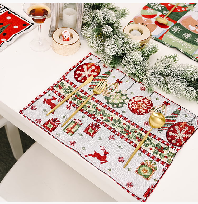 Cute Santa Elk Snowman Pattern Insulation Pad litty089 Home Dining Table Mat Decor for Christmas Placemat 1# 