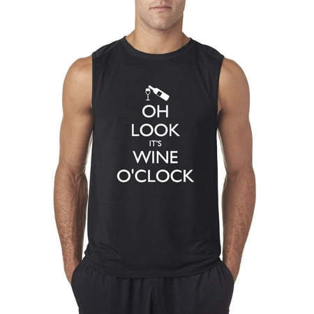 Trendy USA 795 - Men's Sleeveless Oh Look It's Wine O'clock Time Drinking Medium