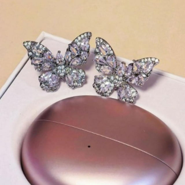 Zirconia Rhinestone Clip-On Earbud Accessories, Open Ear Decorative Earphone Charms, Copper Alloy Multi-Layer Electroplated Jewelry