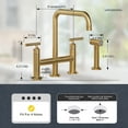 thumbnail image 4 of WOWOW Brass Double Handle Bridge Kitchen Faucet, Deck Mount Kitchen Sink Faucet with Side Sprayer, 4 of 8