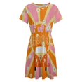 thumbnail image 4 of Two Groovy Dress Summer Street Style Dresses Female Short Sleeve Printed Sundress, 4 of 7