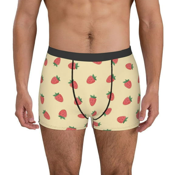 Honeii Strawberries Men's Underwear Boxer Briefs Pack, ComfortSoft Boxer Brief for Men, Moisture-Wicking Breathable-Small